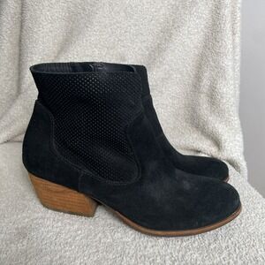 Kork-Ease Sherrill Black Perforated Suede Booties Size 10